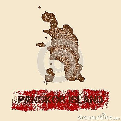 Pangkor Island Distressed Map Vector Illustration CartoonDealer