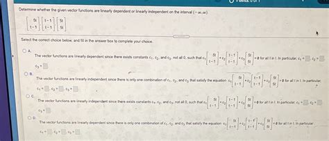 [solved] Determine Whether The Given Vector Functions Are Linearly