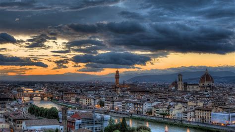 4k 5k Italy Florence Houses Rivers Bridges Panorama Hd