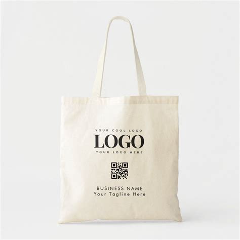 Custom Business Company Logo Qr Code Minimalist Tote Bag Zazzle In