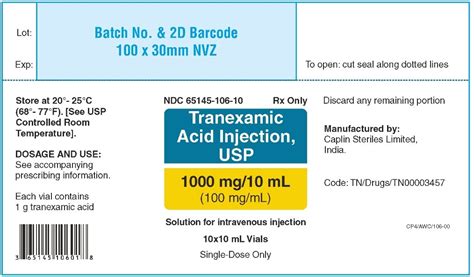 Tranexamic Acid Injection Package Insert Prescribing Info