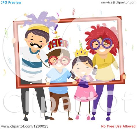 Clipart of a Happy Stick Family with Party Accessories, Posing and ...