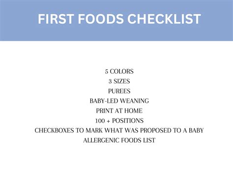 Baby S First Foods Checklist 100 First Foods Baby Led Weaning Puree