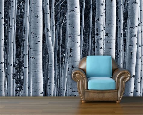 Items Similar To Aspen Forest Trees Mural Wallpaper Repositionable Peel And Stick Wall Paper