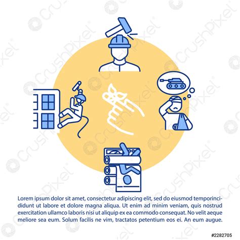 Industrial injuries concept icon with text Construction site incidents