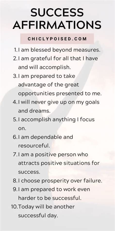 Positive Affirmations For Success - Chiclypoised