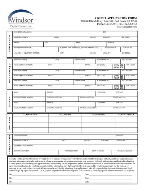 Business Credit Application Form - Free Printable Documents