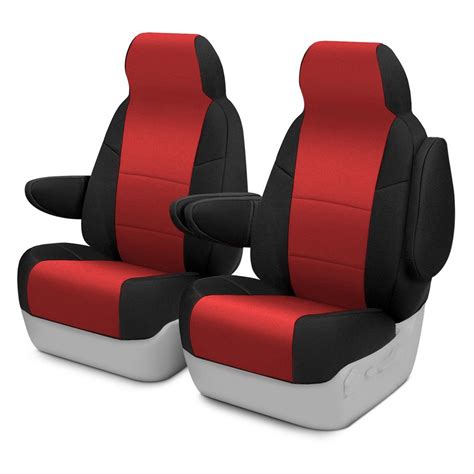 Coverking® Csc2a7rm1068 Neosupreme 1st Row Black And Red Custom Seat Covers