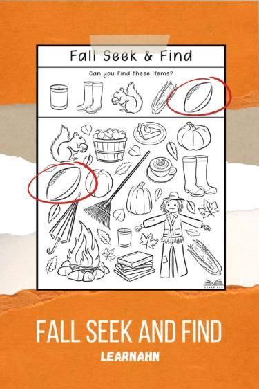 Fall Seek And Find Printable Coloring Page Autumn I Spy Activity Sheet