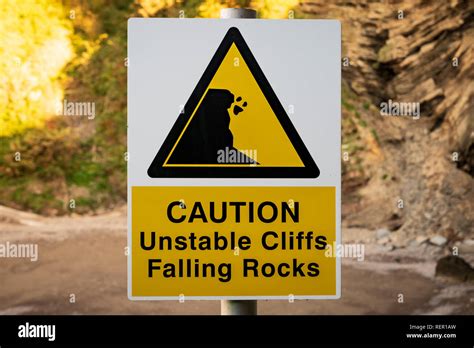 Caution Falling Cliffs Warning Sign Hi Res Stock Photography And Images