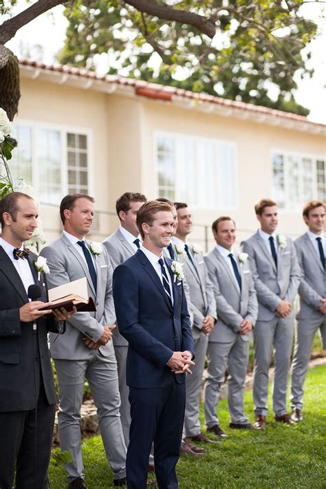 Modern Garden Party In Southern California Groomsmen Grey Blue