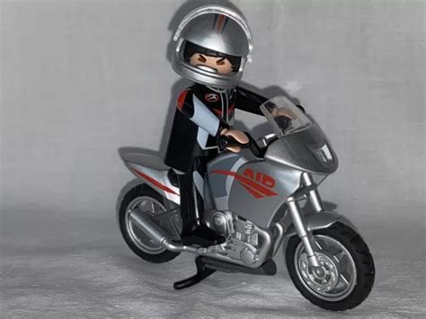 Playmobil Moto Argent E Complet Motard Eur Picclick Fr