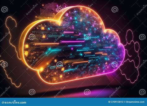 Digital Cloud Computing Technology Concept Generative Ai Stock Image