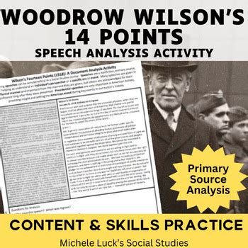 Wilson's Fourteen Points Speech American Speeches Document Analysis WWI ...