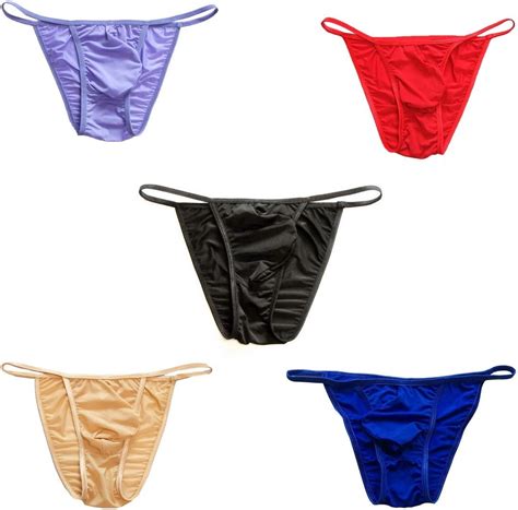 Mlovew Men S Comfortable Silky Bugle Pouch Tanga Strings Underwear Brief Bikini Pack Mixed