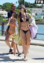 Abbey Clancy Sexy Seen Showing Off Her Enviable Beach Body Wearing A Black Bikini In Portugal