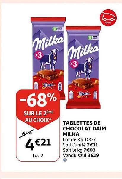 Promo Tablettes De Chocolat Daim Milka Chez Auchan