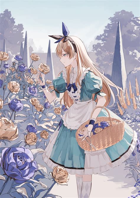 Safebooru 1girl Alice Alice In Wonderland Alice In Wonderland Basket Blonde Hair Blue Eyes