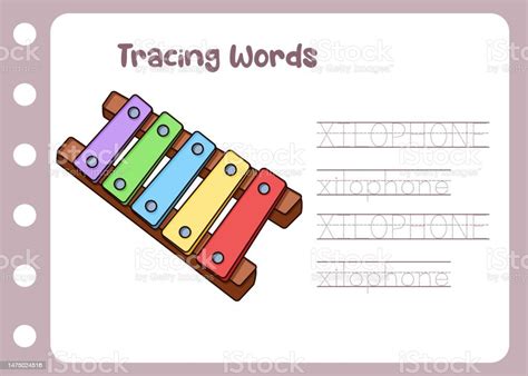 Learn To Trace The Word Of Xylophone Stock Illustration Download