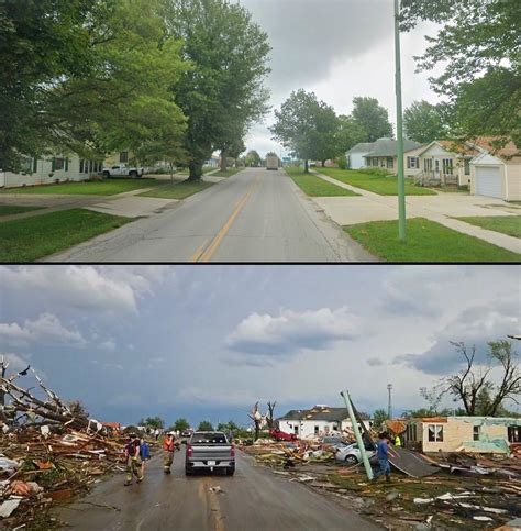 A Street In Greenfield Ia Before And After Today’s Tornadoes Credits To Wxnb On Twitter X