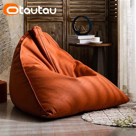 Otautau Triangle Faux Leather Bean Bag Cover No Filler Floor Seat