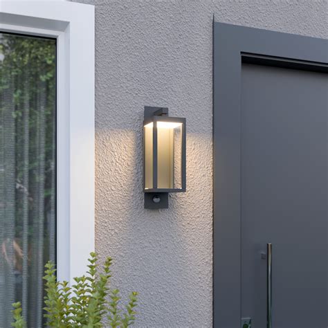 Lucande LED Außenwandlampe Ferdinand Sensor grau Alu Lampenwelt de