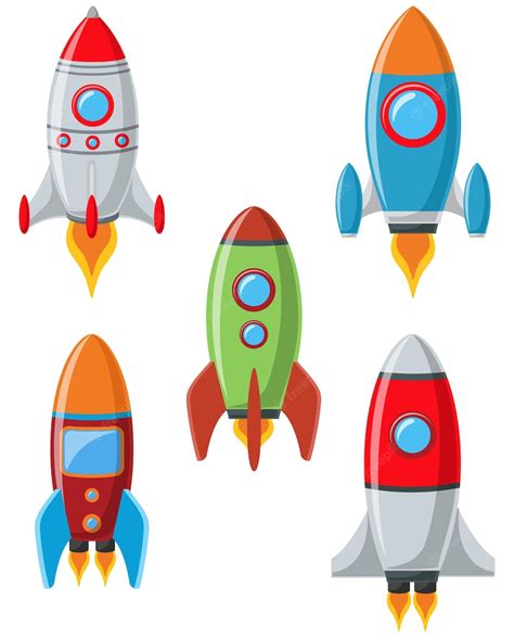 Premium Vector Set Of Space Rocket Start Up Launch