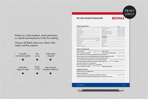 Remax Home Buyer Questionnaire Form Buyer Consultation Form Etsy