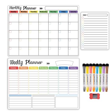 Buy Magnetic Whiteboard Weekly Calendar Planner Board Set Including