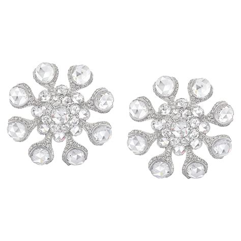 Rarever 18K White Gold 4.49 Carat Rose Cut Diamond Earrings Studs For