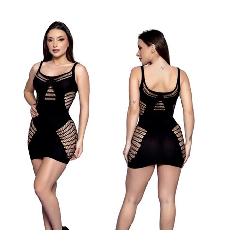 Mini Vestido em Arrastão Ref Y Sensual Center Sex Shop São Carlos