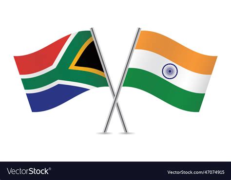 South africa and india crossed flags Royalty Free Vector