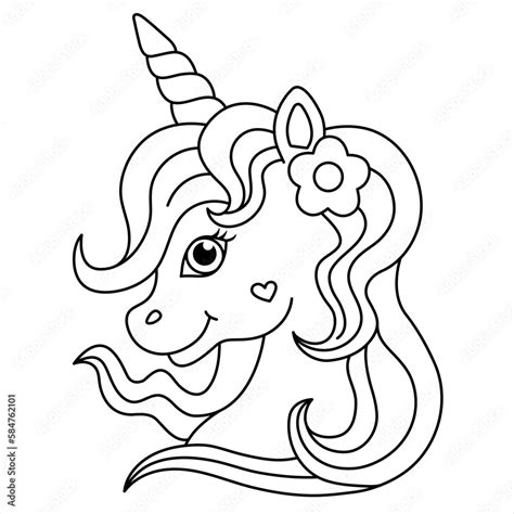 Cute Unicorn Head Coloring Pages