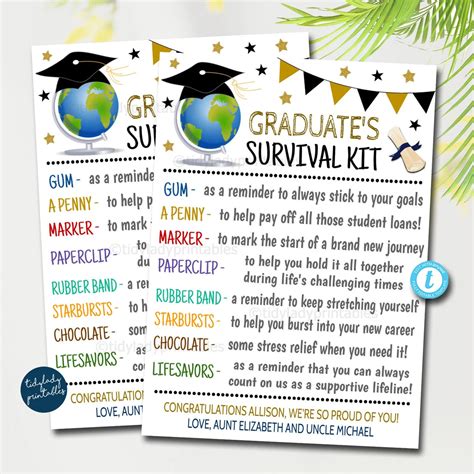 New Graduate Survival Kit Tag Tidylady Printables