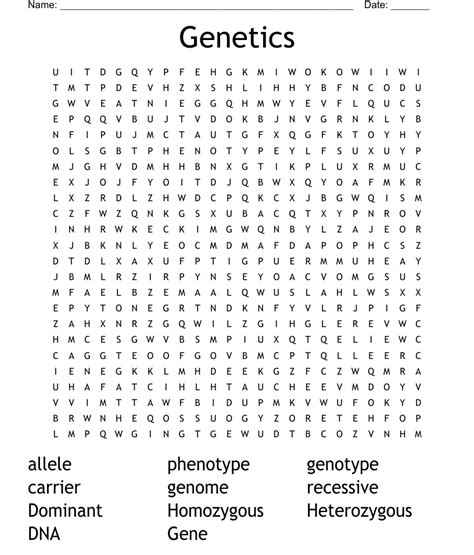 Genetics Word Search Wordmint