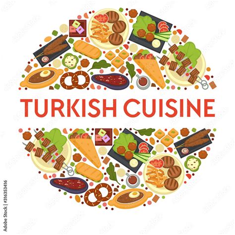 Turkish cuisine dishes, restaurant menu, food of Turkey Stock Vector | Adobe Stock