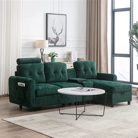 Amazon.com: HABITRIO Sectional Sofa Set with Storage, Solid Wood Frame ...