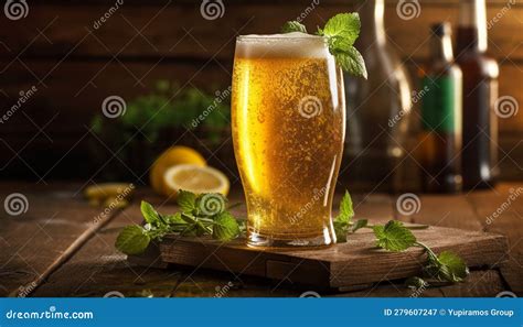 A Refreshing Pint Of Beer With A Lime Slice Garnish Generated By Ai