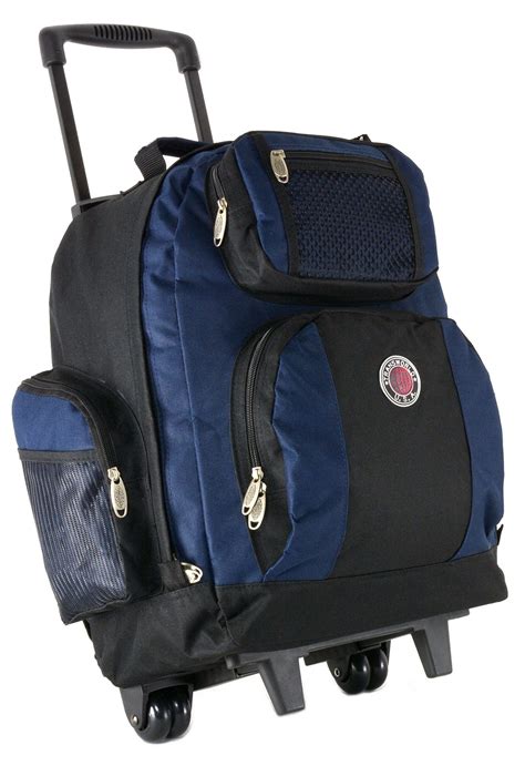 18 Wheeled Backpack Roomy Rolling Book Bag W Handle Carry On Luggage