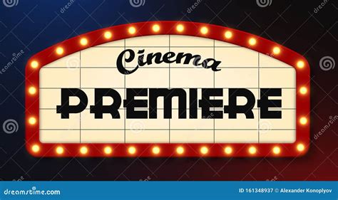 Retro Style Cinema Premiere Sign Vector Illustration Stock Vector