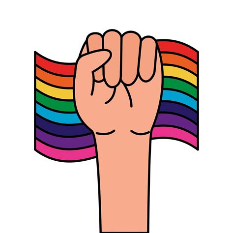 Flag Gay With Rainbow Colors And Hand Fist 2485181 Vector Art At Vecteezy
