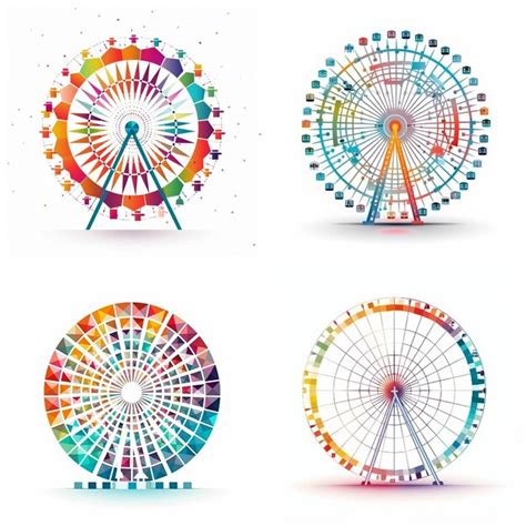 Premium Vector Geometric Vector Ferris Wheel On White Background