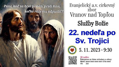 Služby Božie VT 5 11 2023 22 nedeľa po Sv Trojici YouTube