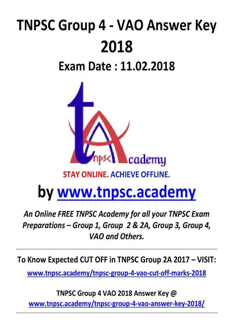 TNPSC Group 4 VAO Answer Key 2018 By TNPSC Academy