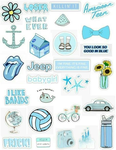 Aesthetic Stickers Printable Light Blue Kessyfanfics