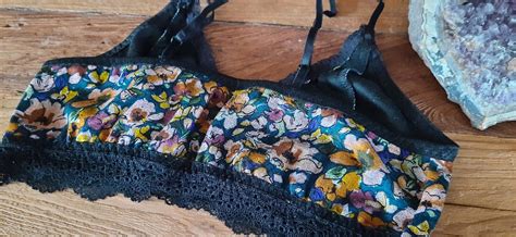 Betty Lingerie Set Beige And Green Floral Print Bralette And Etsy Denmark