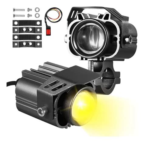 Par Faros De Lupa Led Auxiliar Luz Doble Color Auto Moto W Meses