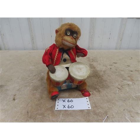 Wind Up Monkey Playing The Bongos Alps Made In Japan 8x 6 X6 Clean