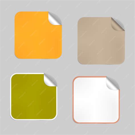 Premium Vector Square Blank Empty Stickers With Peeled Off Corner