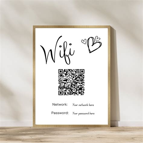 Wifi Qr Code Sign Printable Wifi Sign Wifi Password Sign Editable Custom Business Wifi Sign